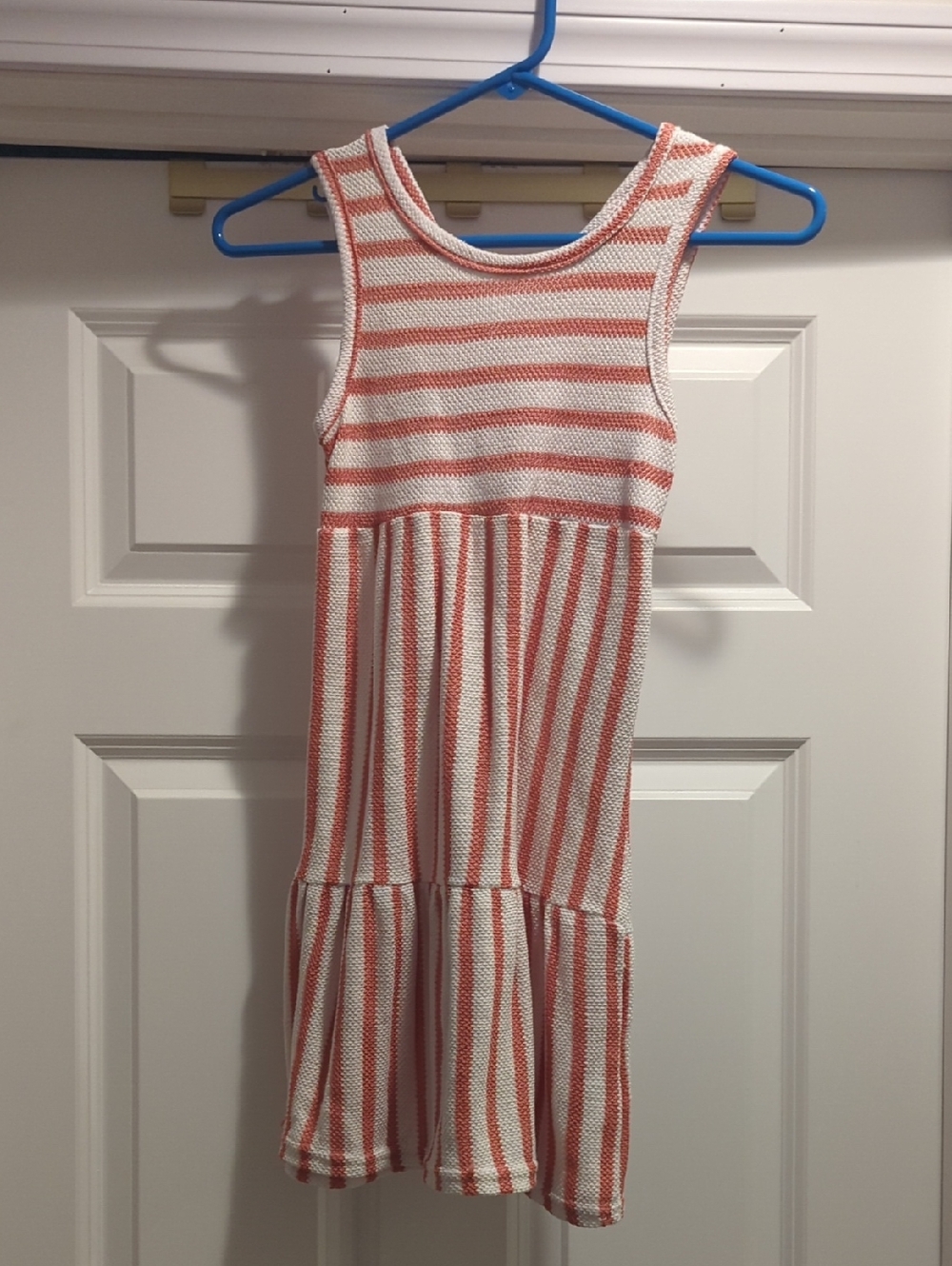 Vince Camuto Girls' Striped Sleeveless Dress in Coral and White